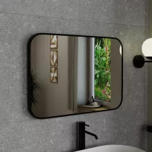 HD Kim Black 70x50 cm széles fürdőszobai szögletes fali tükör, fekete színű alumínium kerettel