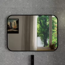 HD Kim Black 70x50 cm széles fürdőszobai szögletes fali tükör, fekete színű alumínium kerettel