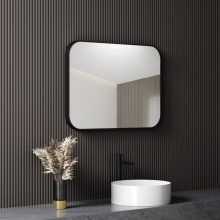 HD Kim Black 80 cm széles fürdőszobai szögletes fali tükör, fekete színű alumínium kerettel