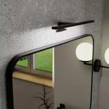 HD Kim Black 80x60 cm széles fürdőszobai szögletes fali tükör, fekete színű alumínium kerettel és LED lámpával