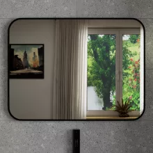 HD Kim Black 80x60 cm széles fürdőszobai szögletes fali tükör, fekete színű alumínium kerettel