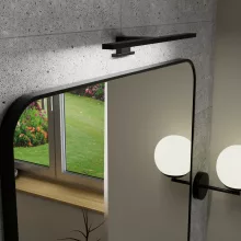 HD Kim Black 80x80 cm széles fürdőszobai fali szögletes tükör, fekete színű alumínium kerettel és LED lámpával