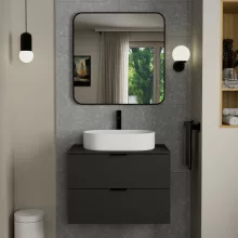HD Kim Black 80x80 cm széles fürdőszobai fali szögletes tükör, fekete színű alumínium kerettel