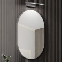HD Kylie Chrome 60 cm széles fürdőszobai ovális fali tükör, krómozott alumínium kerettel és LED lámpával