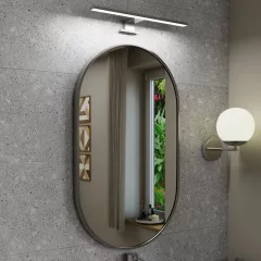   HD Kylie Chrome 45x76 cm széles fürdőszobai ovális fali tükör, krómozott alumínium kerettel és LED lámpával