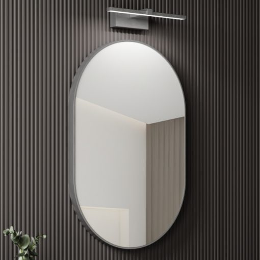 HD Kylie Chrome 60 cm széles fürdőszobai ovális fali tükör, krómozott alumínium kerettel és LED lámpával