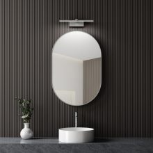 HD Kylie Chrome 60 cm széles fürdőszobai ovális fali tükör, krómozott alumínium kerettel és LED lámpával