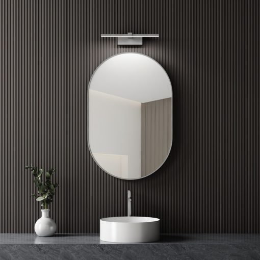 HD Kylie Chrome 60 cm széles fürdőszobai ovális fali tükör, krómozott alumínium kerettel és LED lámpával