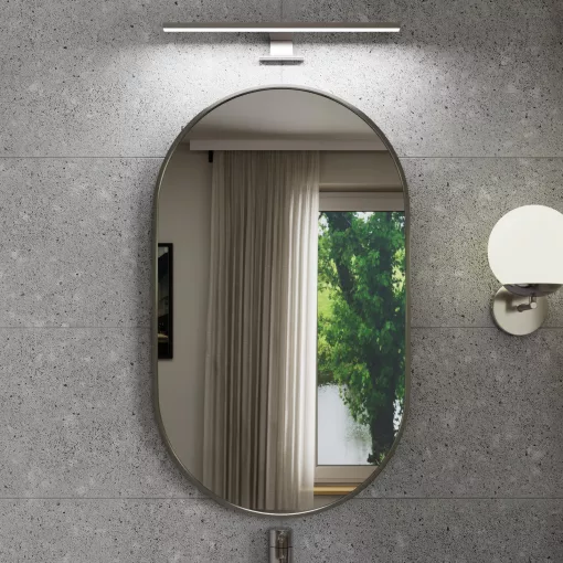 HD Kylie Chrome 45x76 cm széles fürdőszobai ovális fali tükör, krómozott alumínium kerettel és LED lámpával