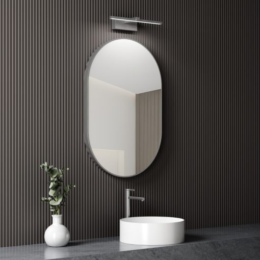 HD Kylie Chrome 60 cm széles fürdőszobai ovális fali tükör, krómozott alumínium kerettel és LED lámpával