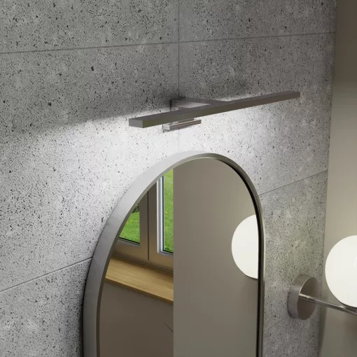 HD Kylie Chrome 45x76 cm széles fürdőszobai ovális fali tükör, krómozott alumínium kerettel és LED lámpával