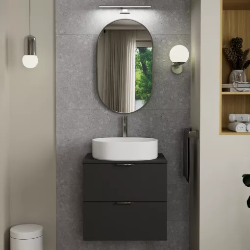 HD Kylie Chrome 45x76 cm széles fürdőszobai ovális fali tükör, krómozott alumínium kerettel és LED lámpával