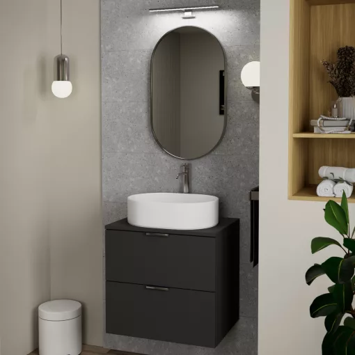 HD Kylie Chrome 45x76 cm széles fürdőszobai ovális fali tükör, krómozott alumínium kerettel és LED lámpával
