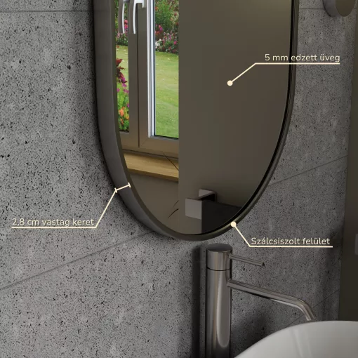 HD Kylie Chrome 45x76 cm széles fürdőszobai ovális fali tükör, krómozott alumínium kerettel és LED lámpával