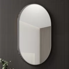   HD Kylie Chrome 45/60 cm széles fürdőszobai ovális fali tükör, krómozott alumínium kerettel