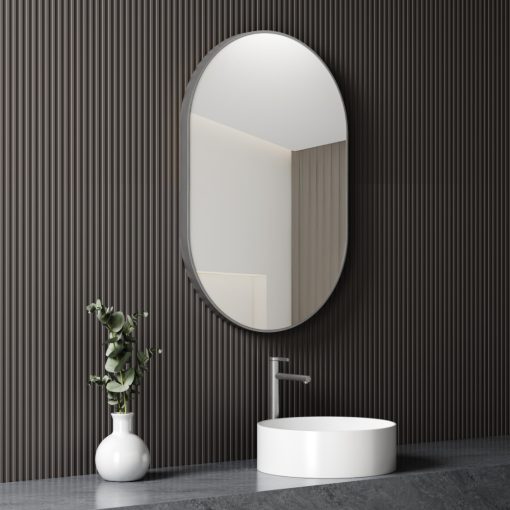 HD Kylie Chrome 45/60 cm széles fürdőszobai ovális fali tükör, krómozott alumínium kerettel