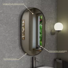 HD Kylie Chrome 45x76 cm széles fürdőszobai ovális fali tükör, krómozott alumínium kerettel