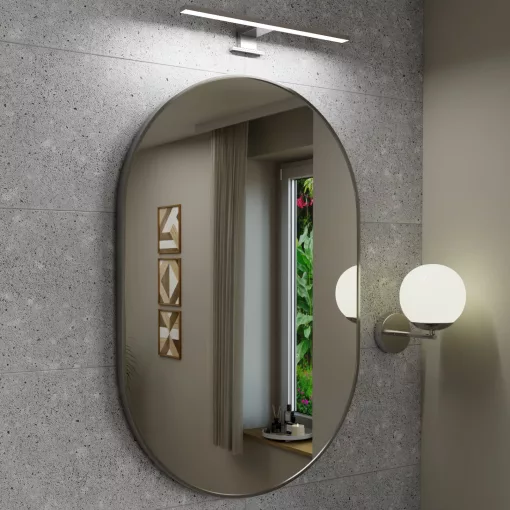 HD Kylie Chrome 60x90 cm széles fürdőszobai ovális fali tükör, krómozott alumínium kerettel és LED lámpával