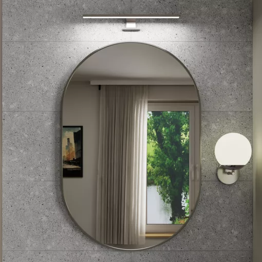 HD Kylie Chrome 60x90 cm széles fürdőszobai ovális fali tükör, krómozott alumínium kerettel és LED lámpával