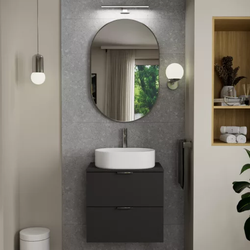 HD Kylie Chrome 60x90 cm széles fürdőszobai ovális fali tükör, krómozott alumínium kerettel és LED lámpával