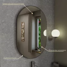 HD Kylie Chrome 60x90 cm széles fürdőszobai ovális fali tükör, krómozott alumínium kerettel és LED lámpával