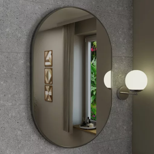 HD Kylie Chrome 60x90 cm széles fürdőszobai ovális fali tükör, krómozott alumínium kerettel