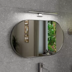   HD Kylie Chrome 76x45 cm széles fürdőszobai ovális fali tükör, krómozott alumínium kerettel és LED lámpával