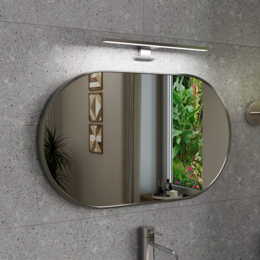 HD Kylie Chrome 76x45 cm széles fürdőszobai ovális fali tükör, krómozott alumínium kerettel és LED lámpával