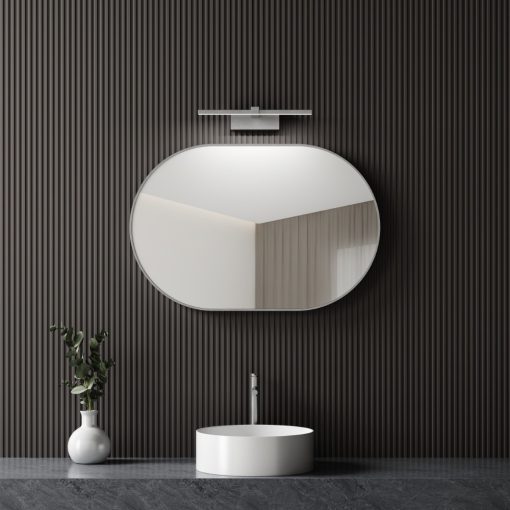 HD Kylie Chrome 90 cm széles fürdőszobai ovális fali tükör, krómozott alumínium kerettel és LED lámpával