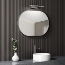 HD Kylie Chrome 90 cm széles fürdőszobai ovális fali tükör, krómozott alumínium kerettel és LED lámpával