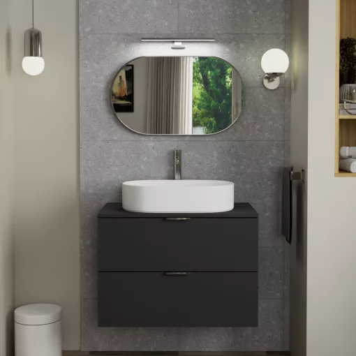 HD Kylie Chrome 76x45 cm széles fürdőszobai ovális fali tükör, krómozott alumínium kerettel és LED lámpával
