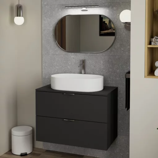 HD Kylie Chrome 76x45 cm széles fürdőszobai ovális fali tükör, krómozott alumínium kerettel és LED lámpával