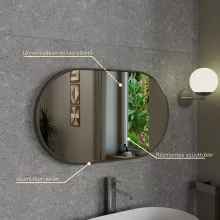 HD Kylie Chrome 76x45 cm széles fürdőszobai ovális fali tükör, krómozott alumínium kerettel és LED lámpával