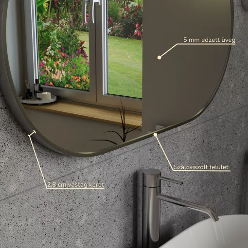 HD Kylie Chrome 76x45 cm széles fürdőszobai ovális fali tükör, krómozott alumínium kerettel és LED lámpával