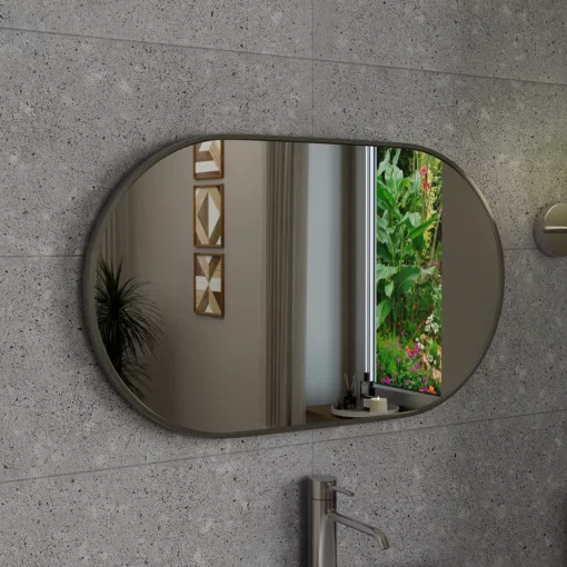 HD Kylie Chrome 76x45 cm széles fürdőszobai ovális fali tükör, krómozott alumínium kerettel