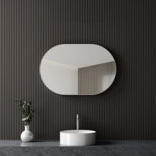 HD Kylie Chrome 90 cm széles fürdőszobai ovális fali tükör, krómozott alumínium kerettel