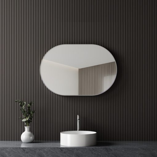 HD Kylie Chrome 90 cm széles fürdőszobai ovális fali tükör, krómozott alumínium kerettel