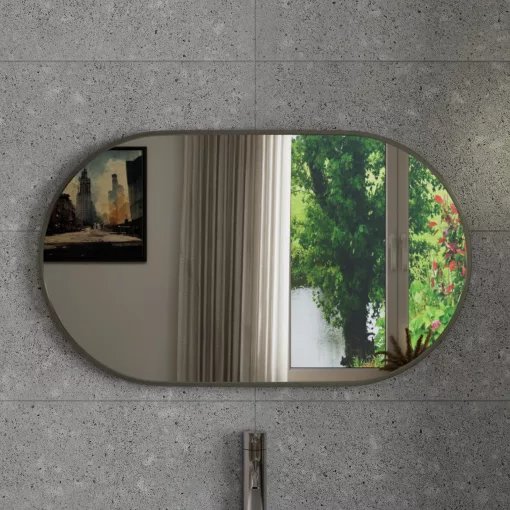 HD Kylie Chrome 76x45 cm széles fürdőszobai ovális fali tükör, krómozott alumínium kerettel