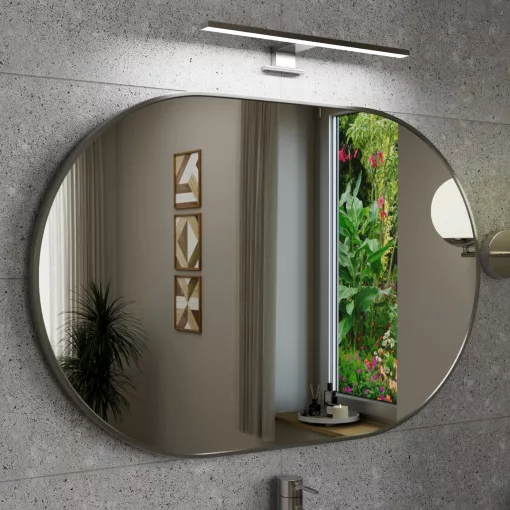 HD Kylie Chrome 90x60 cm széles fürdőszobai ovális fali tükör, krómozott alumínium kerettel és LED lámpával