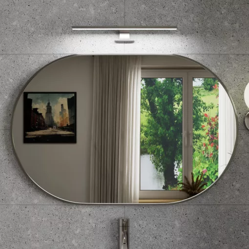 HD Kylie Chrome 90x60 cm széles fürdőszobai ovális fali tükör, krómozott alumínium kerettel és LED lámpával