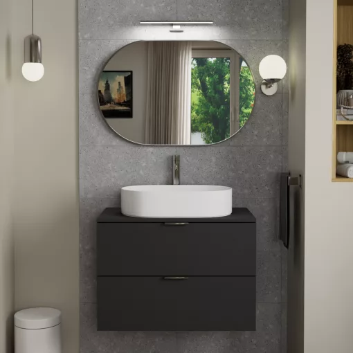 HD Kylie Chrome 90x60 cm széles fürdőszobai ovális fali tükör, krómozott alumínium kerettel és LED lámpával