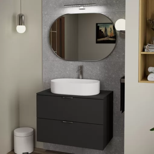HD Kylie Chrome 90x60 cm széles fürdőszobai ovális fali tükör, krómozott alumínium kerettel és LED lámpával