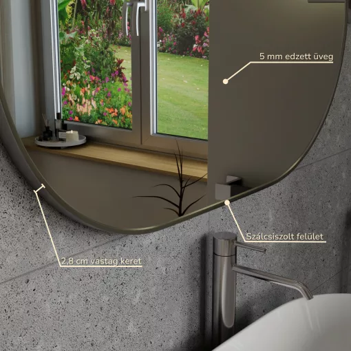HD Kylie Chrome 90x60 cm széles fürdőszobai ovális fali tükör, krómozott alumínium kerettel és LED lámpával