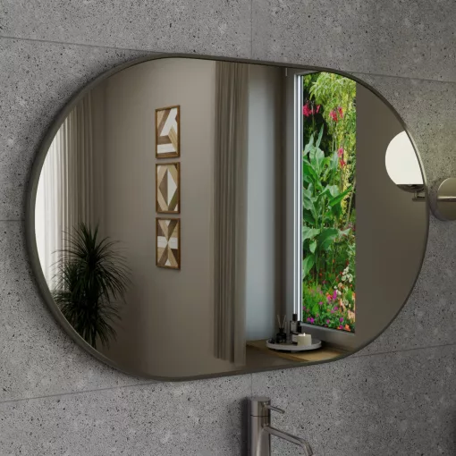 HD Kylie Chrome 90x60 cm széles fürdőszobai ovális fali tükör, krómozott alumínium kerettel