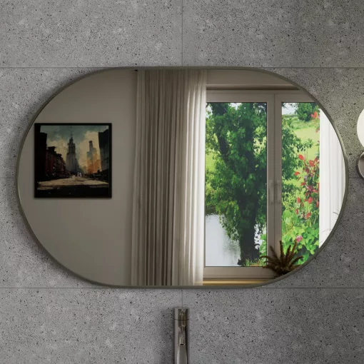 HD Kylie Chrome 90x60 cm széles fürdőszobai ovális fali tükör, krómozott alumínium kerettel