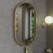 HD Kylie Gold 45x76 cm széles fürdőszobai ovális fali tükör, arany színű alumínium kerettel