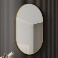   HD Kylie Gold 45/60 cm széles fürdőszobai ovális fali tükör, arany színű alumínium kerettel
