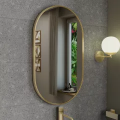   HD Kylie Gold 45x76 cm széles fürdőszobai ovális fali tükör, arany színű alumínium kerettel