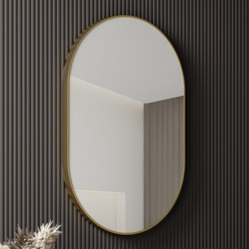HD Kylie Gold 45/60 cm széles fürdőszobai ovális fali tükör, arany színű alumínium kerettel