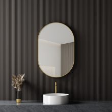 HD Kylie Gold 45/60 cm széles fürdőszobai ovális fali tükör, arany színű alumínium kerettel
